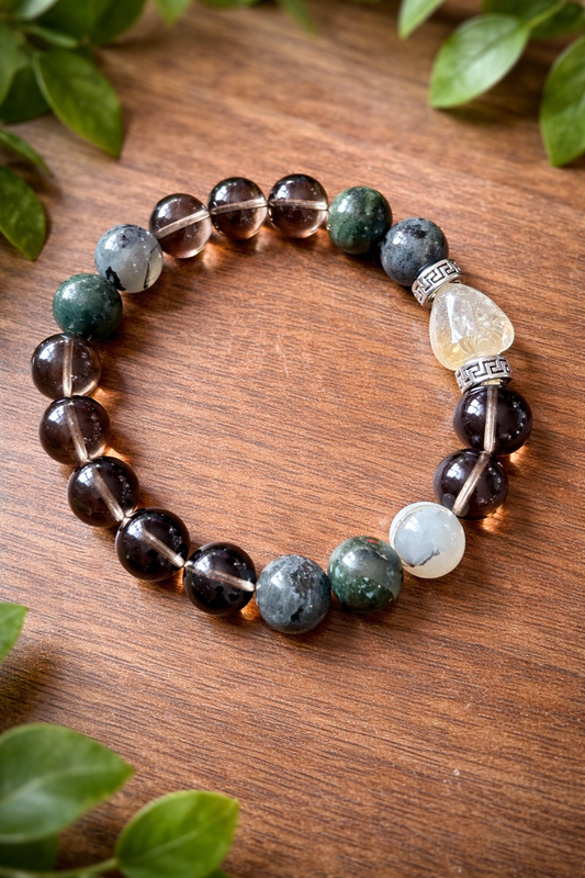 Citrine+Smokey Quartz+Bloodstone+Labradorite mix